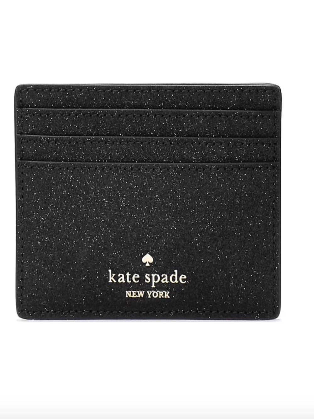 Kate Spade New York Women's Black Glimmer Glitter Small Slim Card Holder